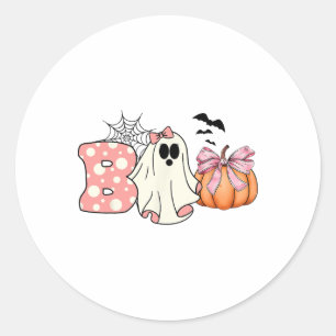 Cute Ghost Floral Boo Halloween Boy Girl Ghost Spo Classic Round Sticker