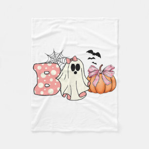 Cute Ghost Floral Boo Halloween Boy Girl Ghost Spo Fleece Blanket