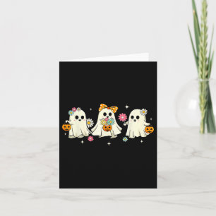 Cute Ghost Floral Groovy Vintage Halloween Spooky  Card