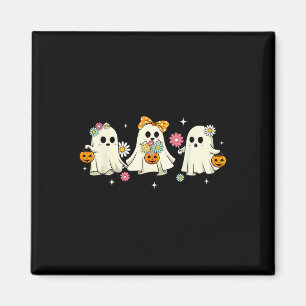Cute Ghost Floral Groovy Vintage Halloween Spooky Magnet