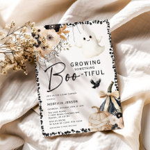 Cute Ghost & Floral Halloween Baby Shower