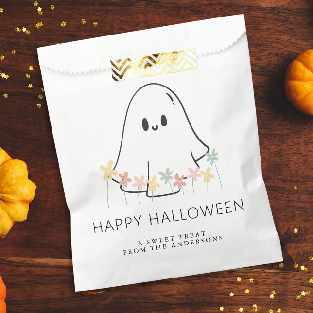 Cute Ghost Floral Halloween Favour Bag (Creator Uploaded)