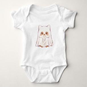 Cute Ghost Fox Halloween - Spooky Cute Chubby Anim Baby Bodysuit