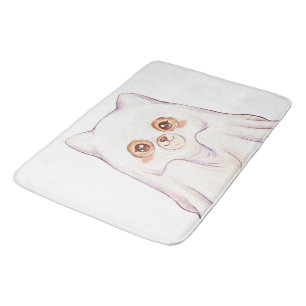 Cute Ghost Fox Halloween - Spooky Cute Chubby Anim Bath Mat