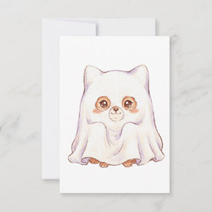 Cute Ghost Fox Halloween - Spooky Cute Chubby Anim Invitation