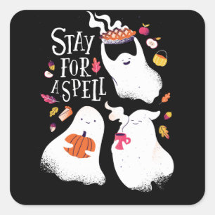 Cute Ghost Funny Halloween Design Square Sticker