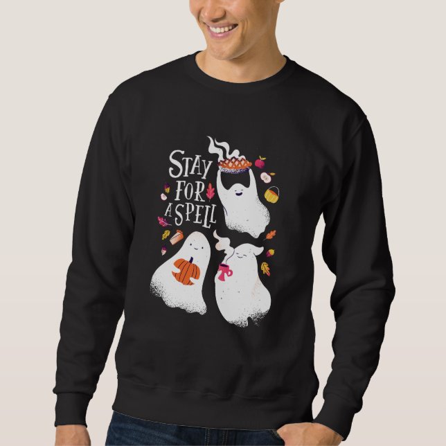 Cute Ghost Funny Halloween Design Sweatshirt (Front)