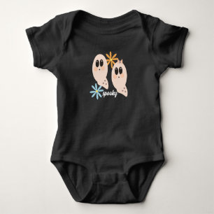 Cute Ghost Ghoul Retro Groovy Floral Baby Bodysuit
