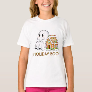 Cute Ghost & Gingerbread House Kids T-Shirt