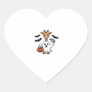 Cute Ghost Giraffe � Funny Halloween Costume for S Heart Sticker
