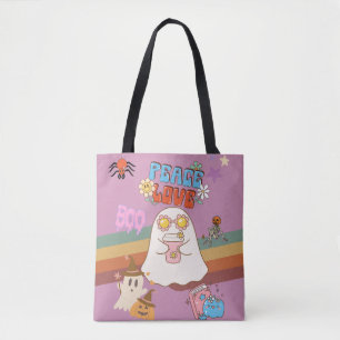 Cute Ghost Groovy Style Magenta Pink Tote Bag