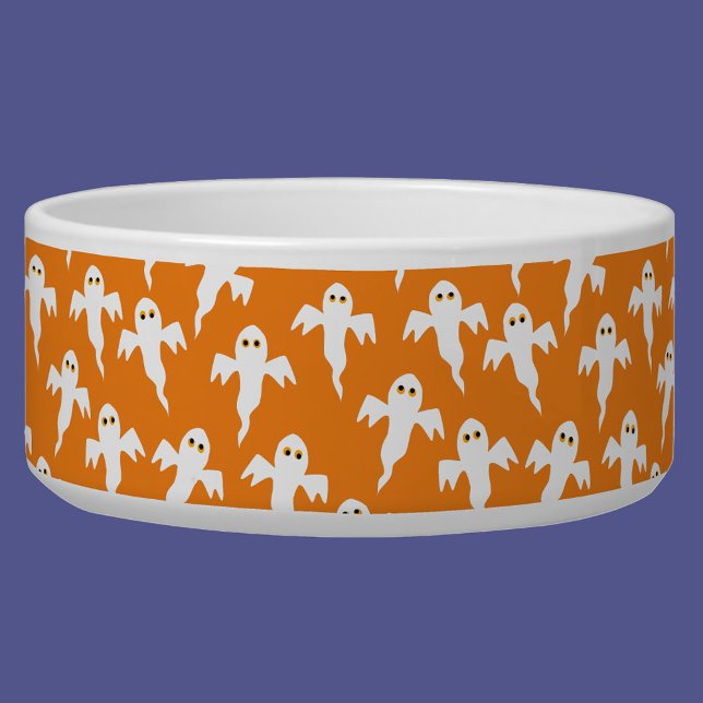 Cute Ghost Halloween (Cute ghost orange pet bowl)