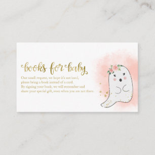 Cute Ghost Halloween Baby Shower Books For Baby Enclosure Card