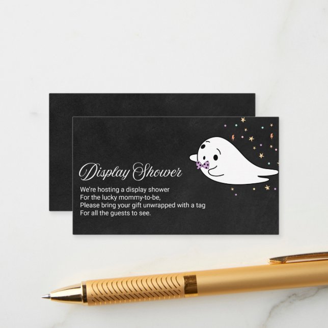 Cute Ghost Halloween Baby Shower Display Shower  E Enclosure Card (Front/Back In Situ)