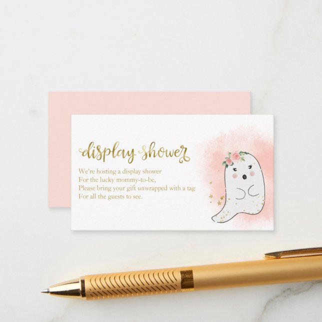 Cute Ghost Halloween Baby Shower Display Shower Enclosure Card (Front/Back In Situ)