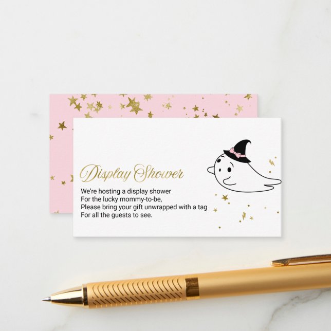 Cute Ghost Halloween Baby Shower Display Shower  Enclosure Card (Front/Back In Situ)