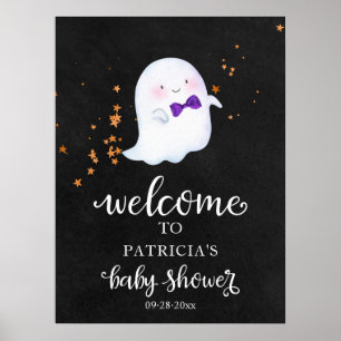 Cute Ghost Halloween Baby Shower Welcome Sign 