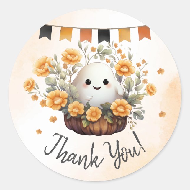 Cute Ghost Halloween Birthday Classic Round Sticker (Front)