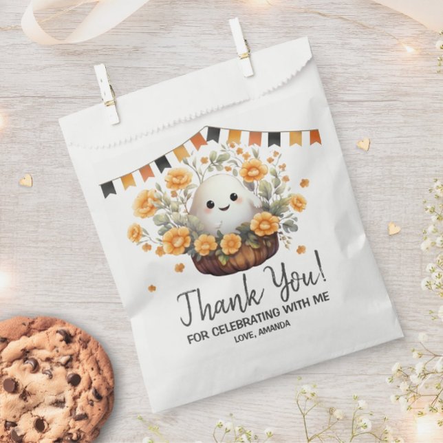 Cute Ghost Halloween Birthday Favour Bag (Add a touch of cuteness to your Halloween birthday celebration with this adorable ghost design.)