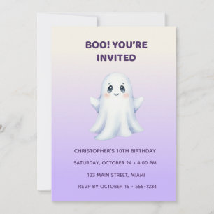 Cute Ghost Halloween Birthday Invitation Kids Sp