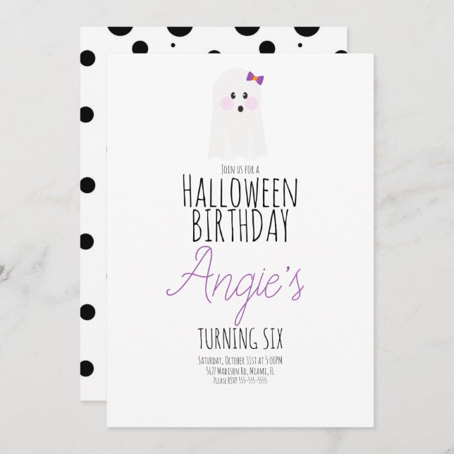 Cute Ghost Halloween Birthday Party Event   Invitation (Front/Back)