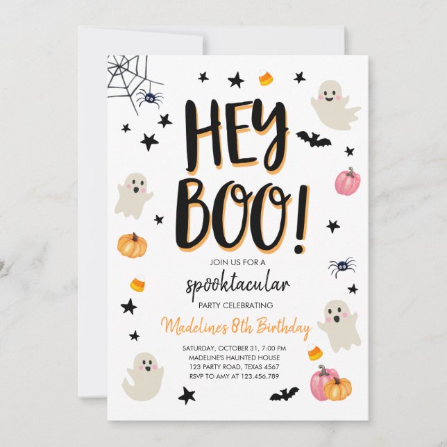 Cute Ghost Halloween Birthday Party Invitation (Front)