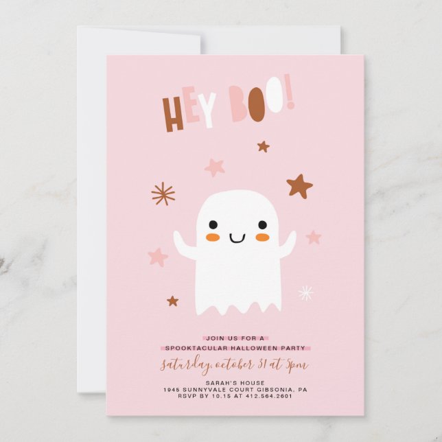 Cute Ghost Halloween Birthday Party Invitation (Front)