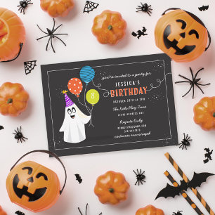 Cute Ghost Halloween Birthday Party Invitation II