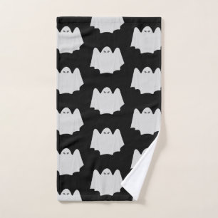 Cute Ghost Halloween Black and White Pattern Hand Towel