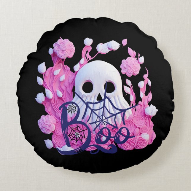 cute ghost Halloween boo pack  Round Cushion (Front)