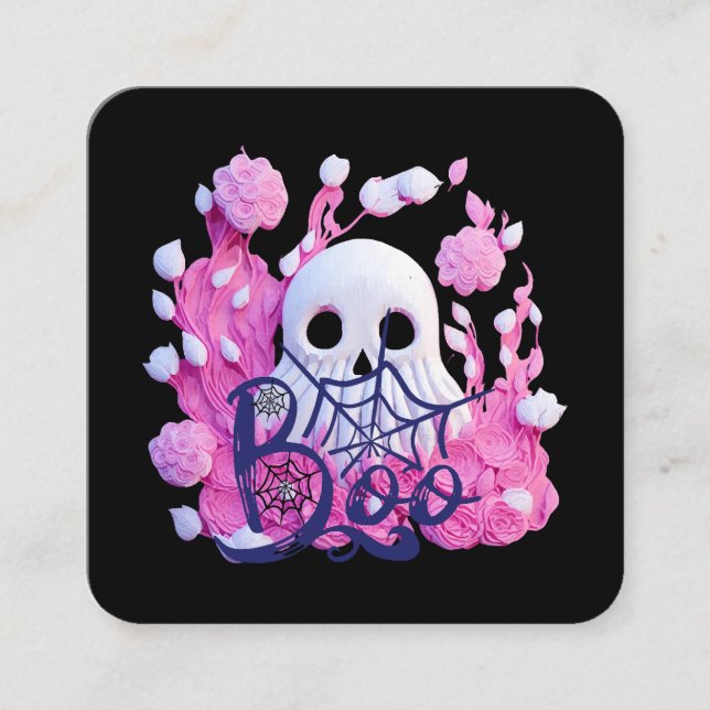 cute ghost Halloween boo pack  Square Business Card (Front)