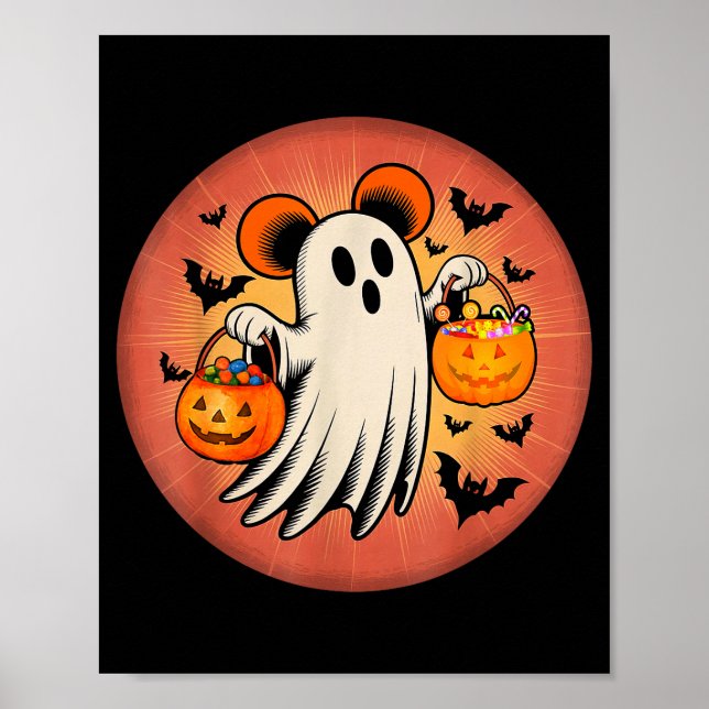 Cute Ghost Halloween Candy Halloween Soky Season G Poster (Front)