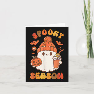 Cute Ghost Halloween Coffee Pumpkin Ghost Spooky S Card