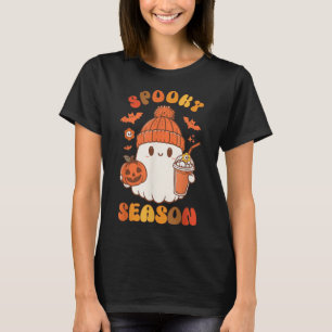 Cute Ghost Halloween Coffee Pumpkin Ghost Spooky S T-Shirt