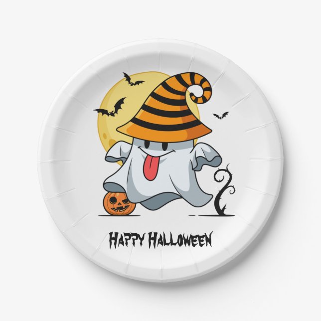 Cute ghost Halloween design  Paper Plate (Front)