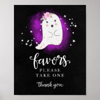 Cute Ghost Halloween Girl Baby Shower Favours Sign