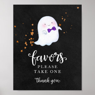 Cute Ghost Halloween Girl Baby Shower Favours Sign