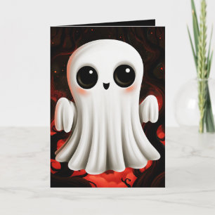 Cute Ghost Halloween Illustration Card
