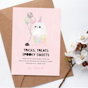 Cute Ghost Halloween Invite Girl, Pink Pretty