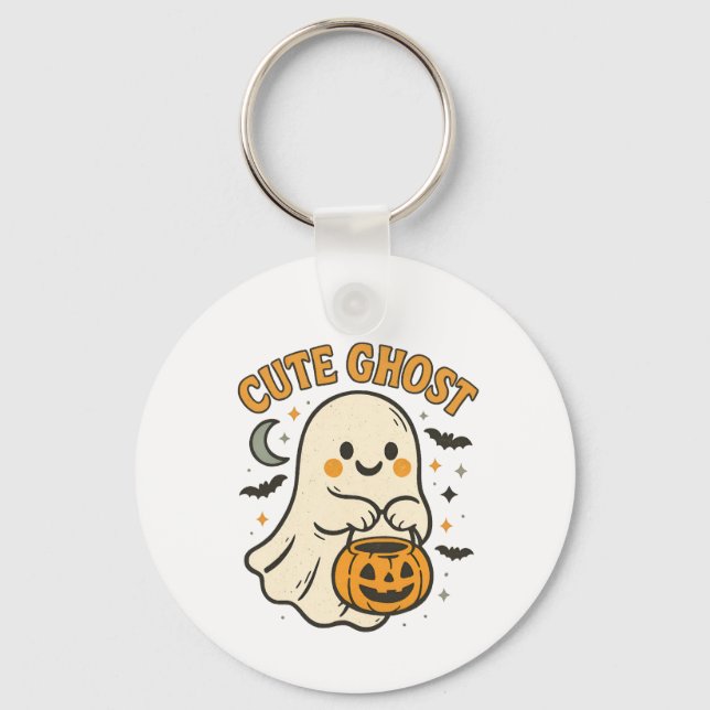 Cute Ghost Halloween Keychain Charm (Front)