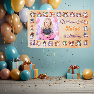 Cute Ghost Halloween Kids Birthday Photo Banner