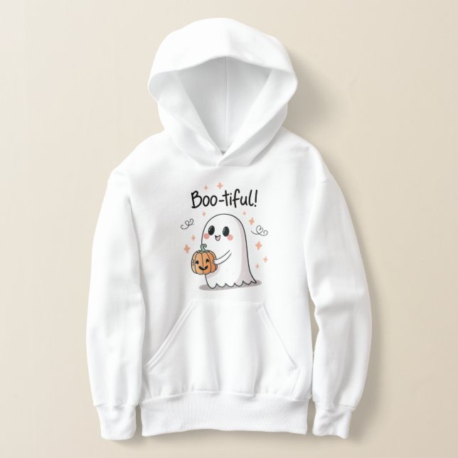“Cute Ghost Halloween Kids Hoodie (Laydown)