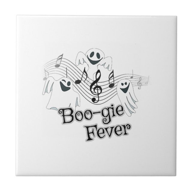Cute Ghost Halloween Music Ceramic Tile (Front)