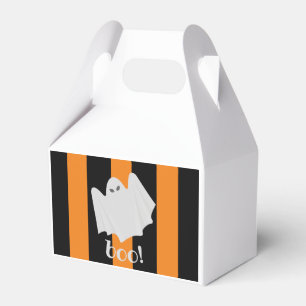 Cute Ghost Halloween Orange and Black Stripes Favour Box