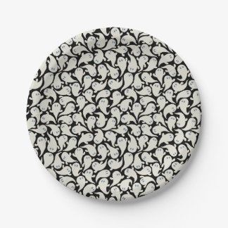 Cute Ghost Halloween paper plate. Spooky Ghost Plate