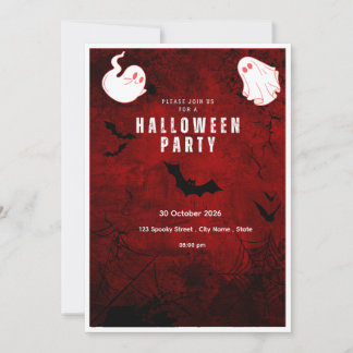 Cute Ghost Halloween Party Invitation