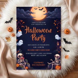 Cute Ghost Halloween Party Invitation
