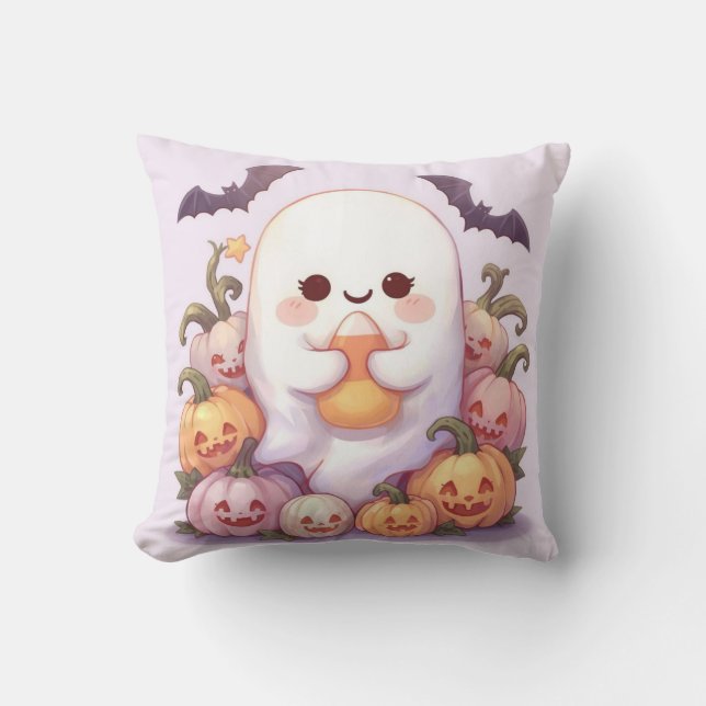 Cute Ghost Halloween Pillow – Spooky Decor (Front)