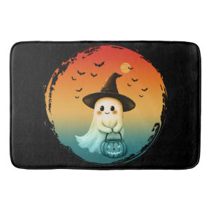 cute ghost halloween pumpkin fall autumn season bath mat