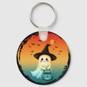 cute ghost halloween pumpkin fall autumn season key ring